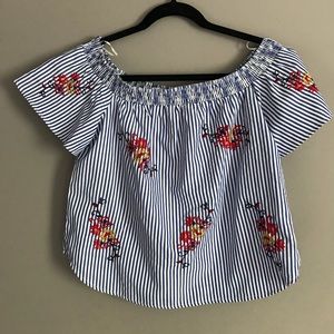 Flying Tomato Striped Off-the-Shoulder Top